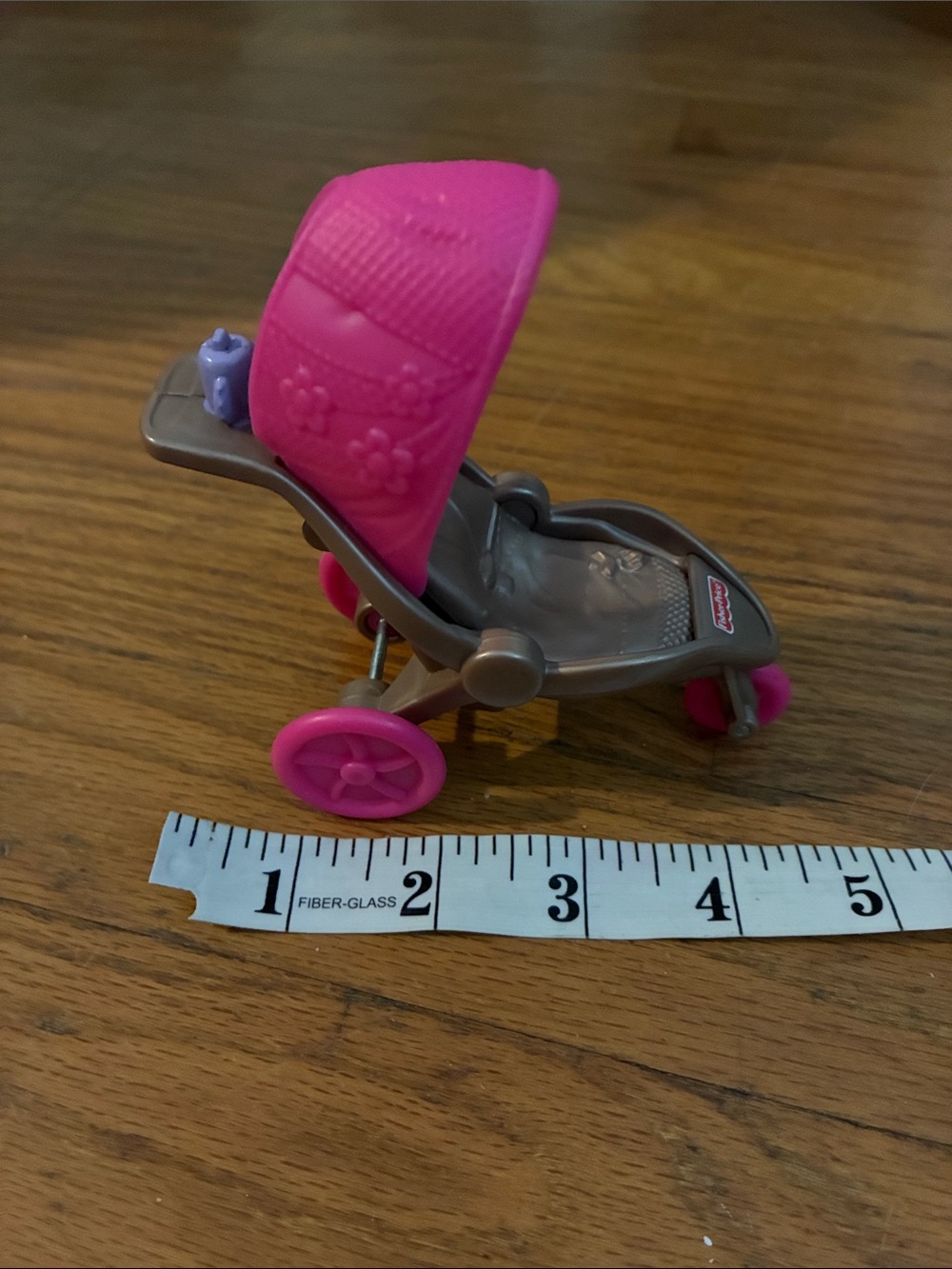 Vintage Fisher Price Mini Doll Stroller in Pink and Taupe